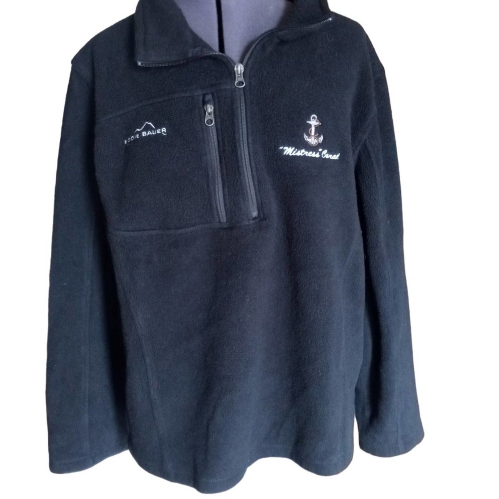 Eddie Bauer eb202 black fleece pullover 1/4 zipper, XL
